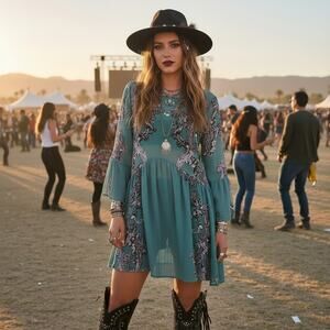 Intimately Free People Teal Baroque Dress
